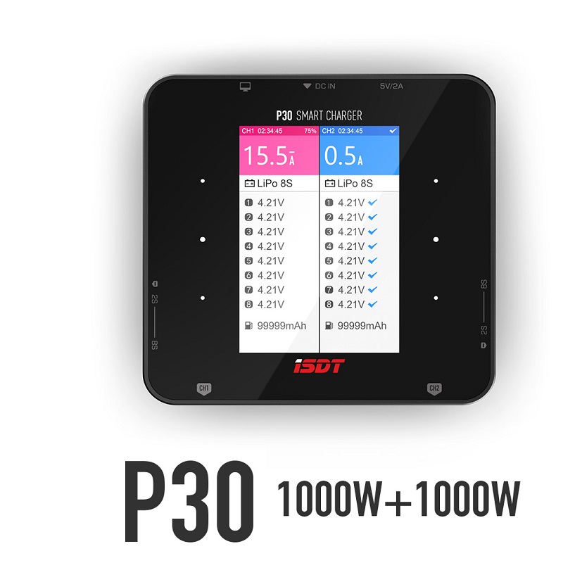 Drone Racing Charger - شاحن ISDT P30 ثنائي التوازن بقناتي